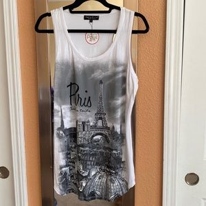Rhinestone Paris tank top